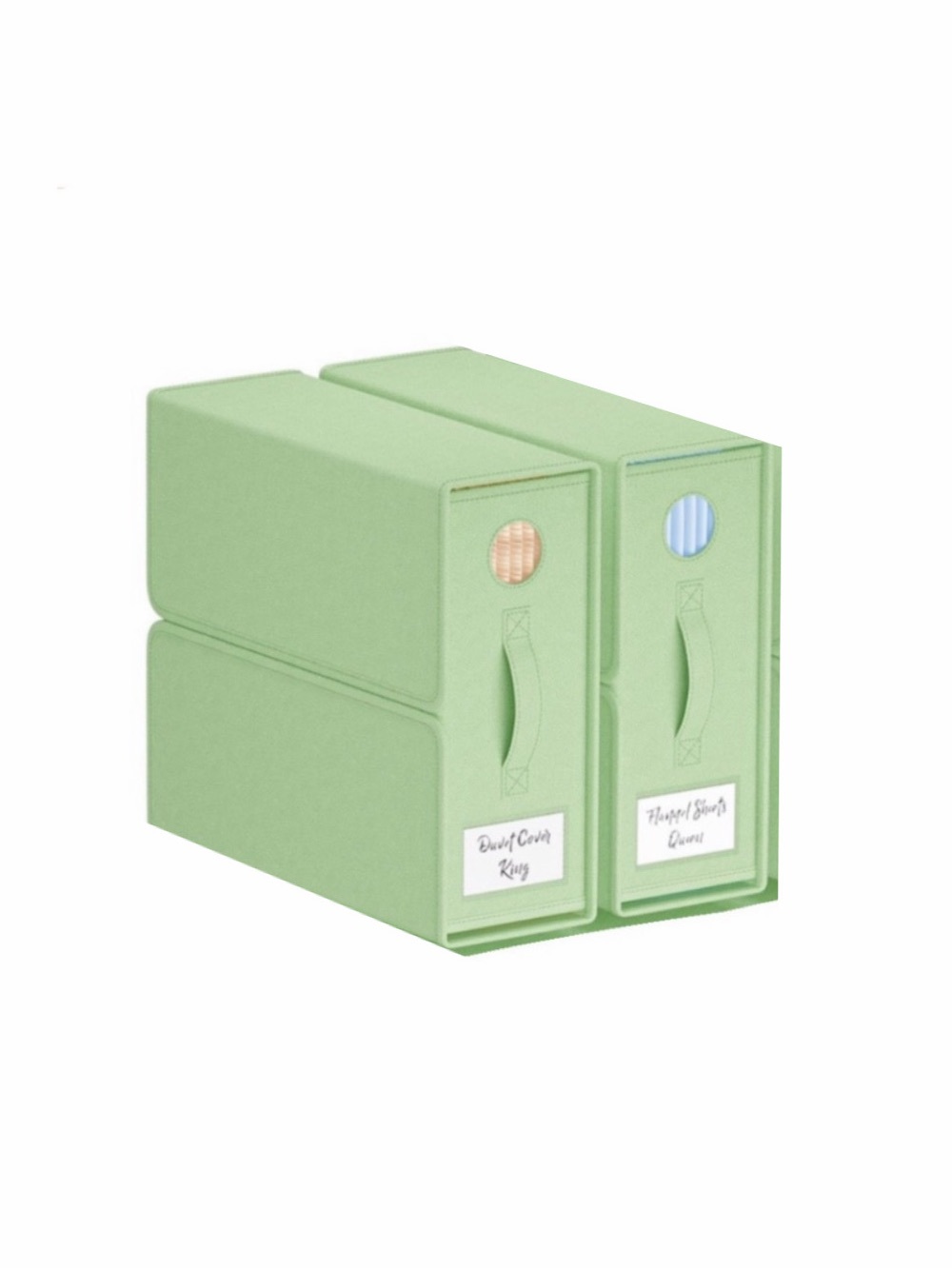 2 Pack Bed Sheet Storage with Window and Labels, Bedding Holder Green
